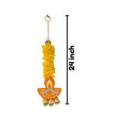 Jasmine Flower Hangings Set of 5 with MDF Diya (15 Inch) – Diwali Decoration