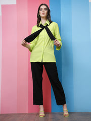 athena self design shirt style top with scarf attached