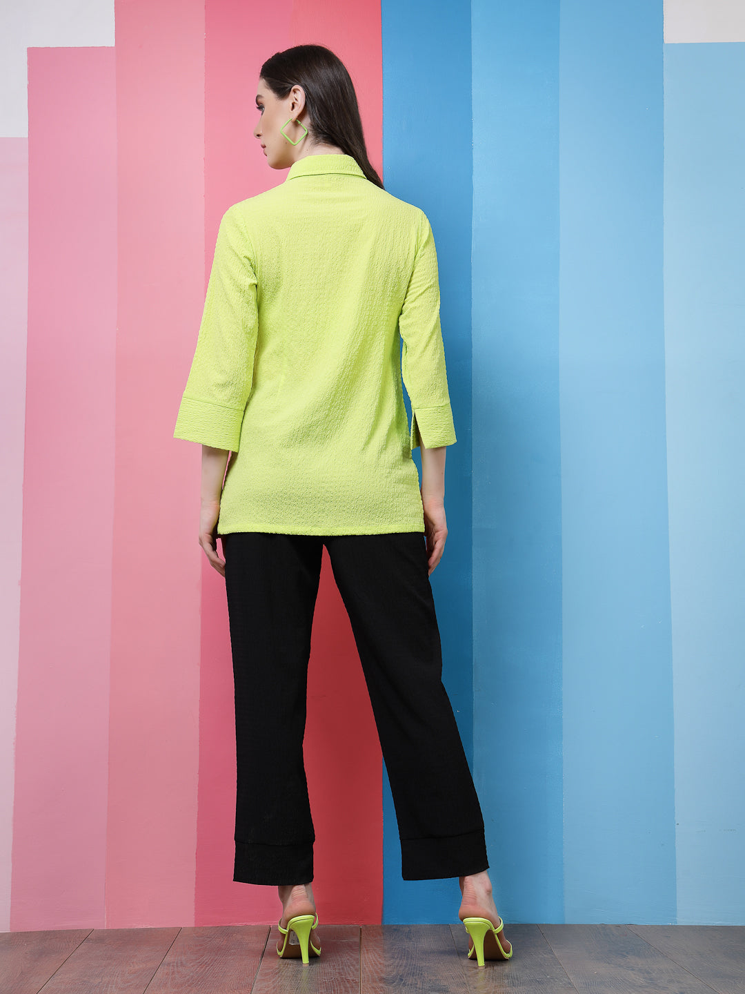 athena self design shirt style top with scarf attached