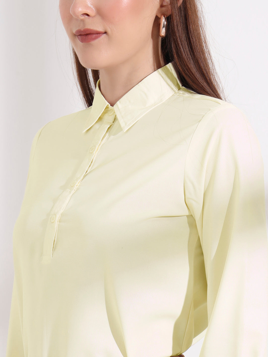 womens opaque regular sleeves shirt style top