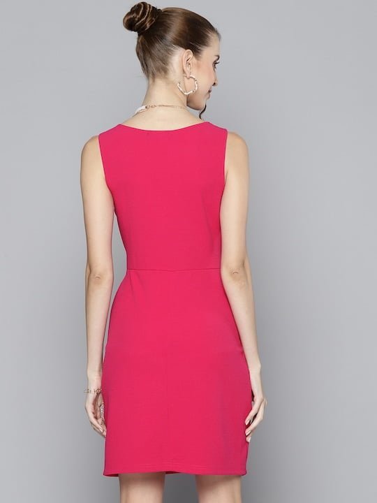 Sassafras - Women Solid Cut-Outs Bodycon Dress, Blue