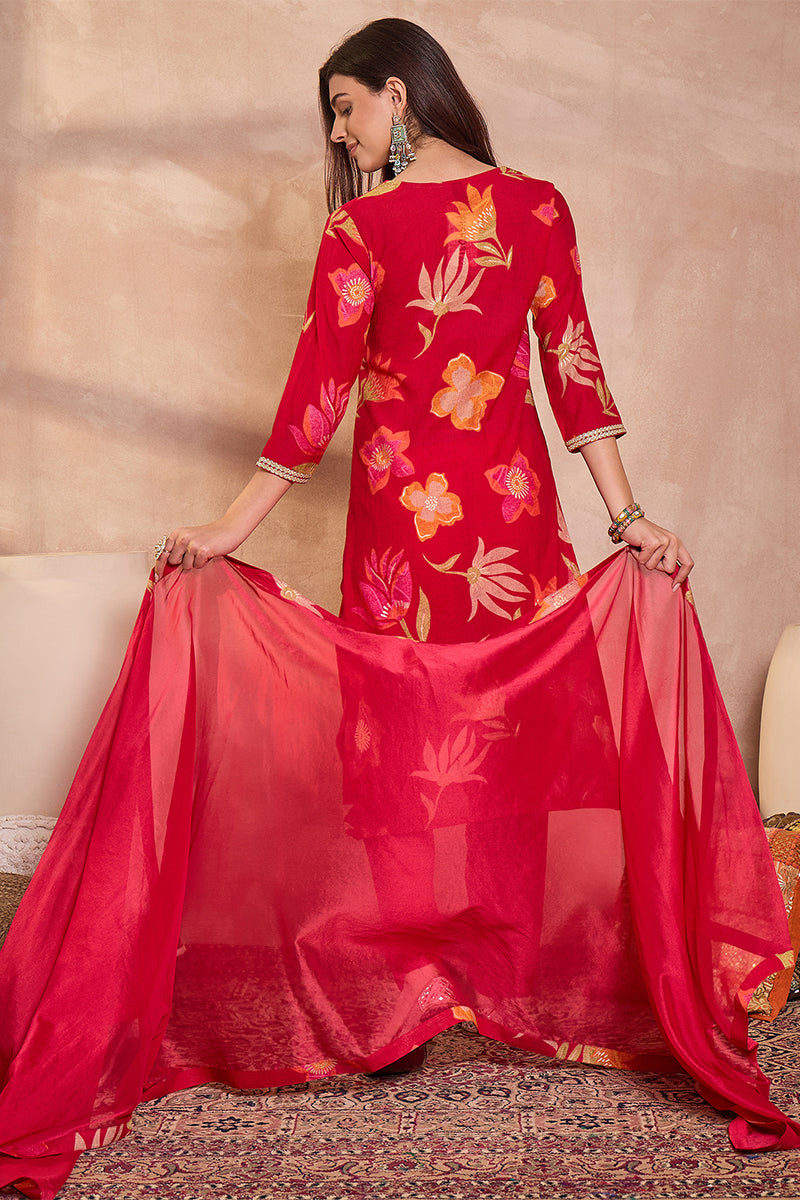 ahika-womens-pink-viscose-floral-printed-kurta-set-pkskd3162