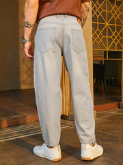 Light-Wash Carrot-Fit Denim Jeans