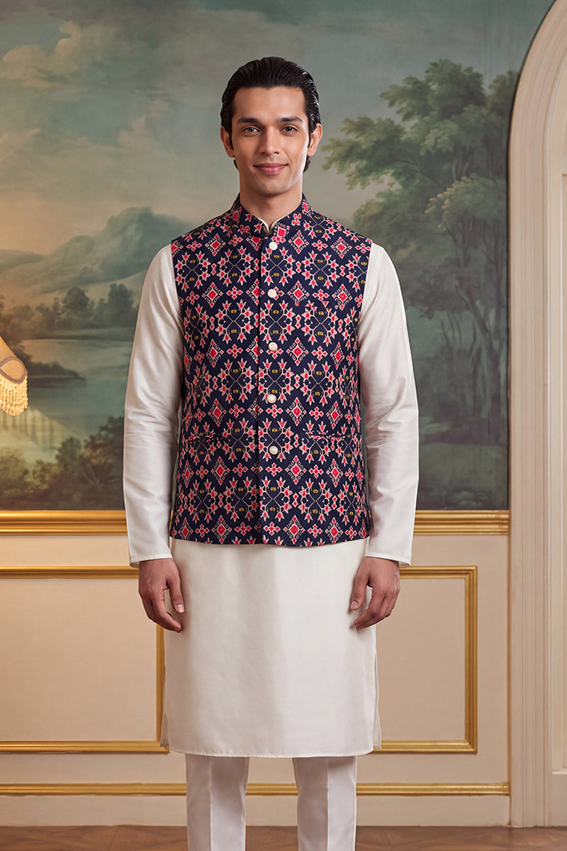 ethnic-bay-mens-navy-blue-silk-blend-patola-print-mandarine-collar-koti-mkot1048