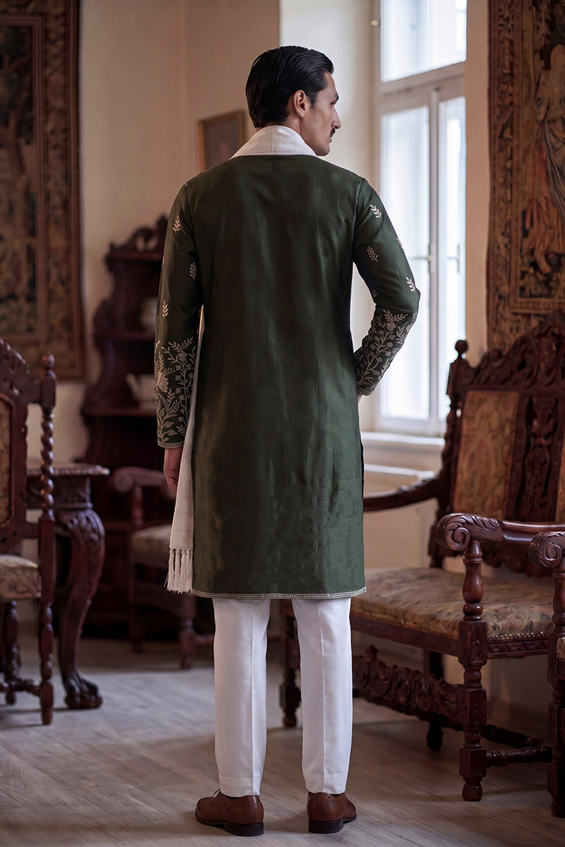 ethnic-bay-men-olive-chanderi-silk-solid-embroidered-straight-kurta-with-dupatta-mkud1319