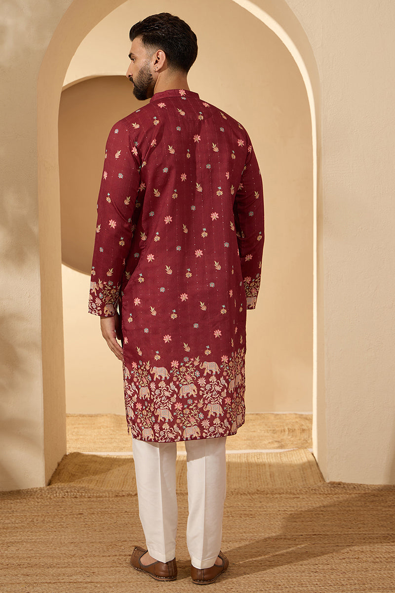 ethnic-bay-mens-maroon-silk-blend-woven-design-calf-length-straight-regular-kurta-with-trouser-mkset2368