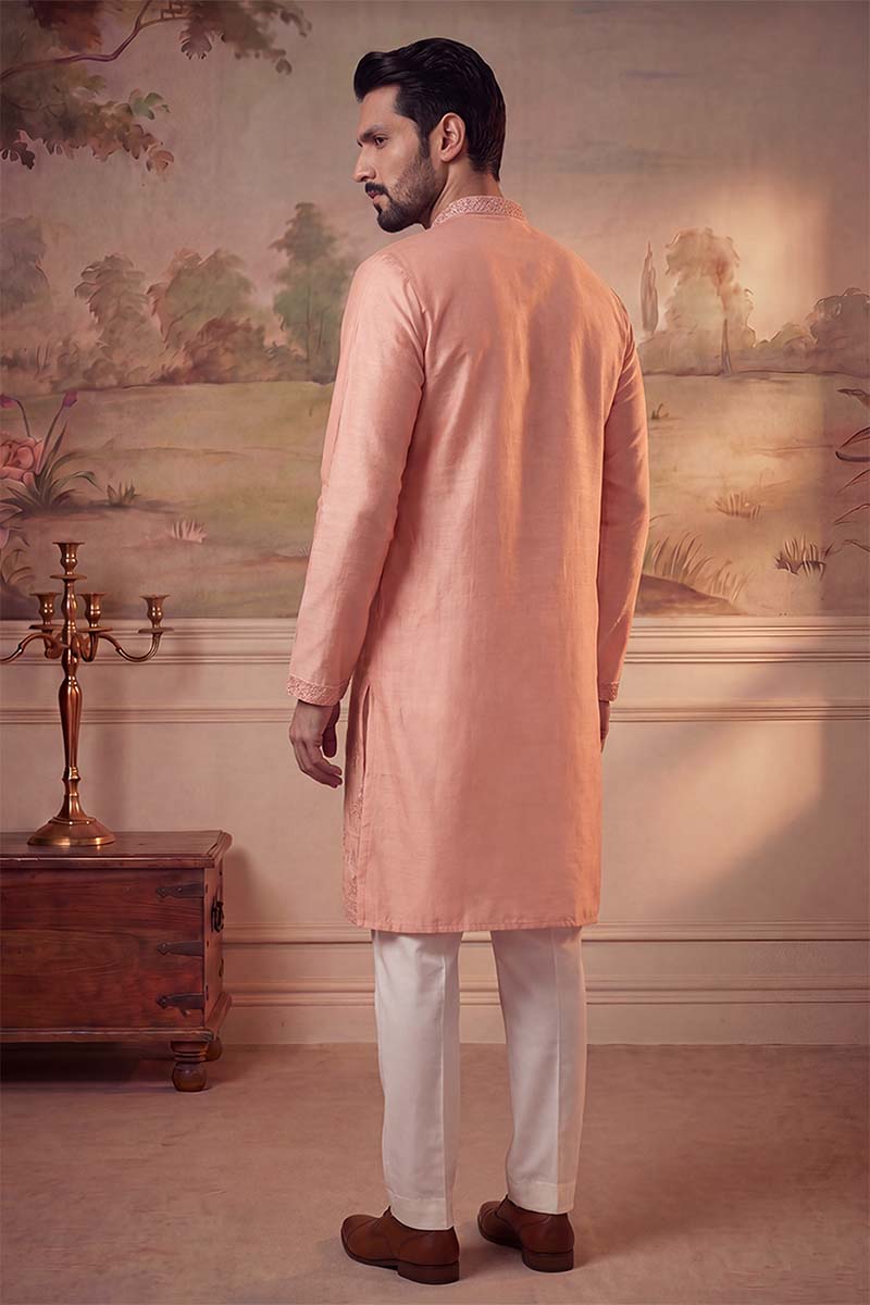ethnic-bay-mens-peach-viscose-rayon-solid-embroidered-kurta-with-trousers-mkset2092