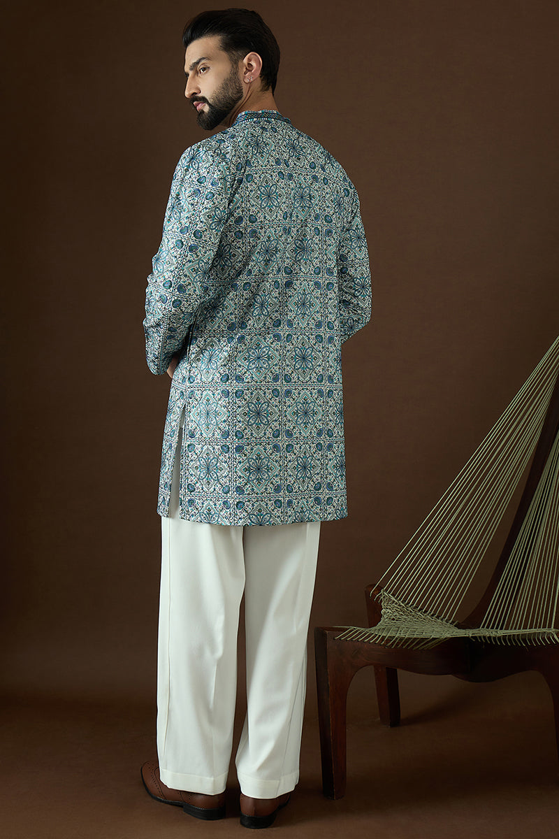 White Polyster  Solid Embroidered Straight Kurta MKU1868