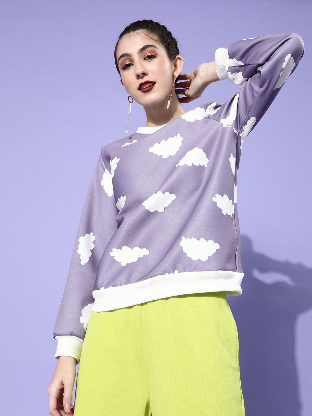 athena women lavender printed sweatshirt