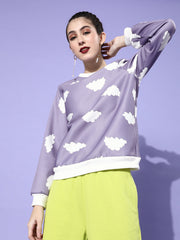 athena women lavender printed sweatshirt
