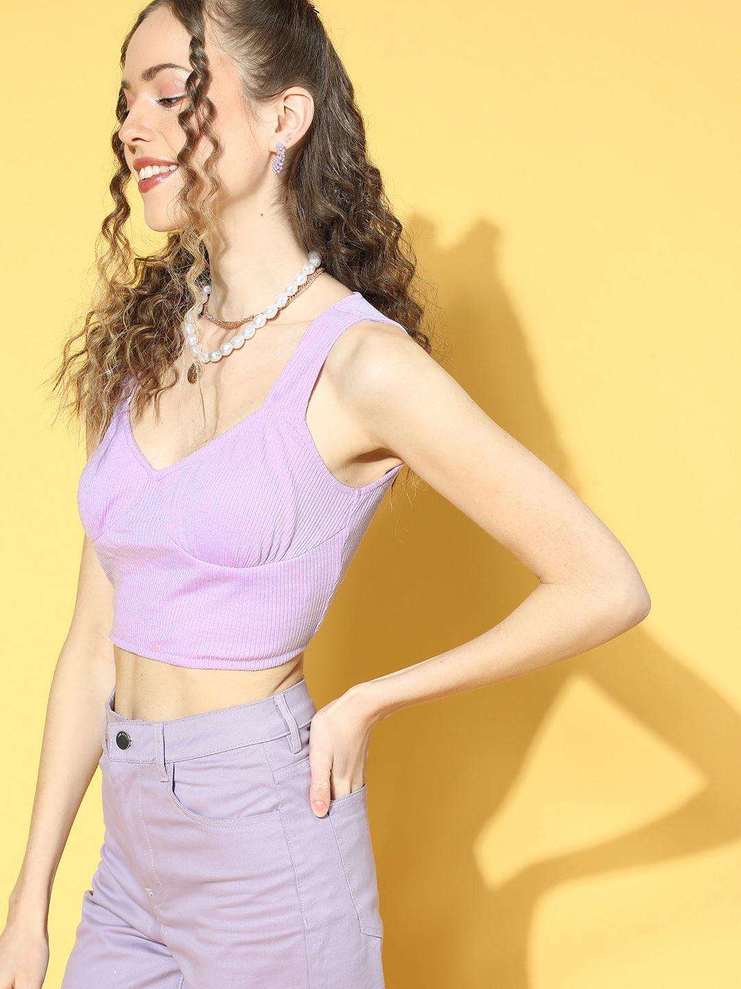 athena lavender bodycon bustier top