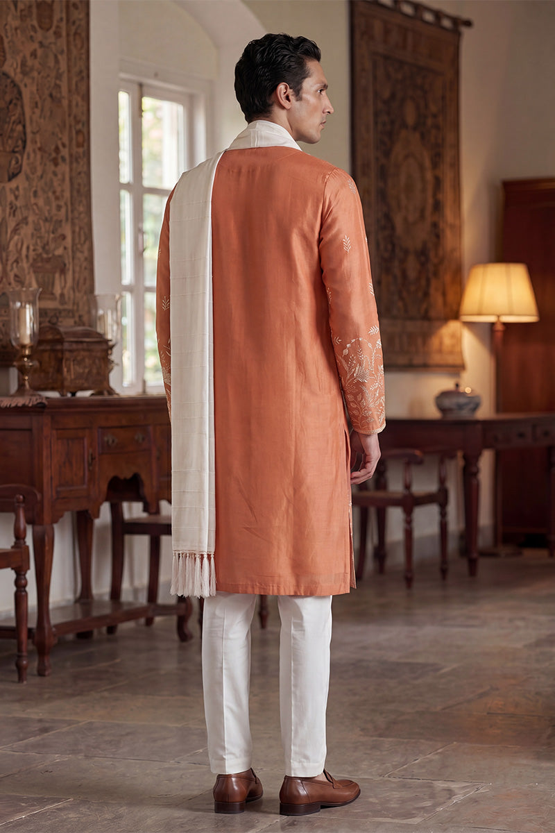 ethnic-bay-men-peach-vartican-solid-embroidered-straight-kurta-sets-mkpd1935