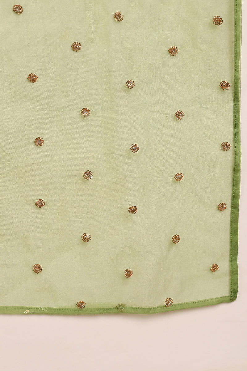 women green poly silk solid yoke design kurta trousers with dupatta pkskd1589