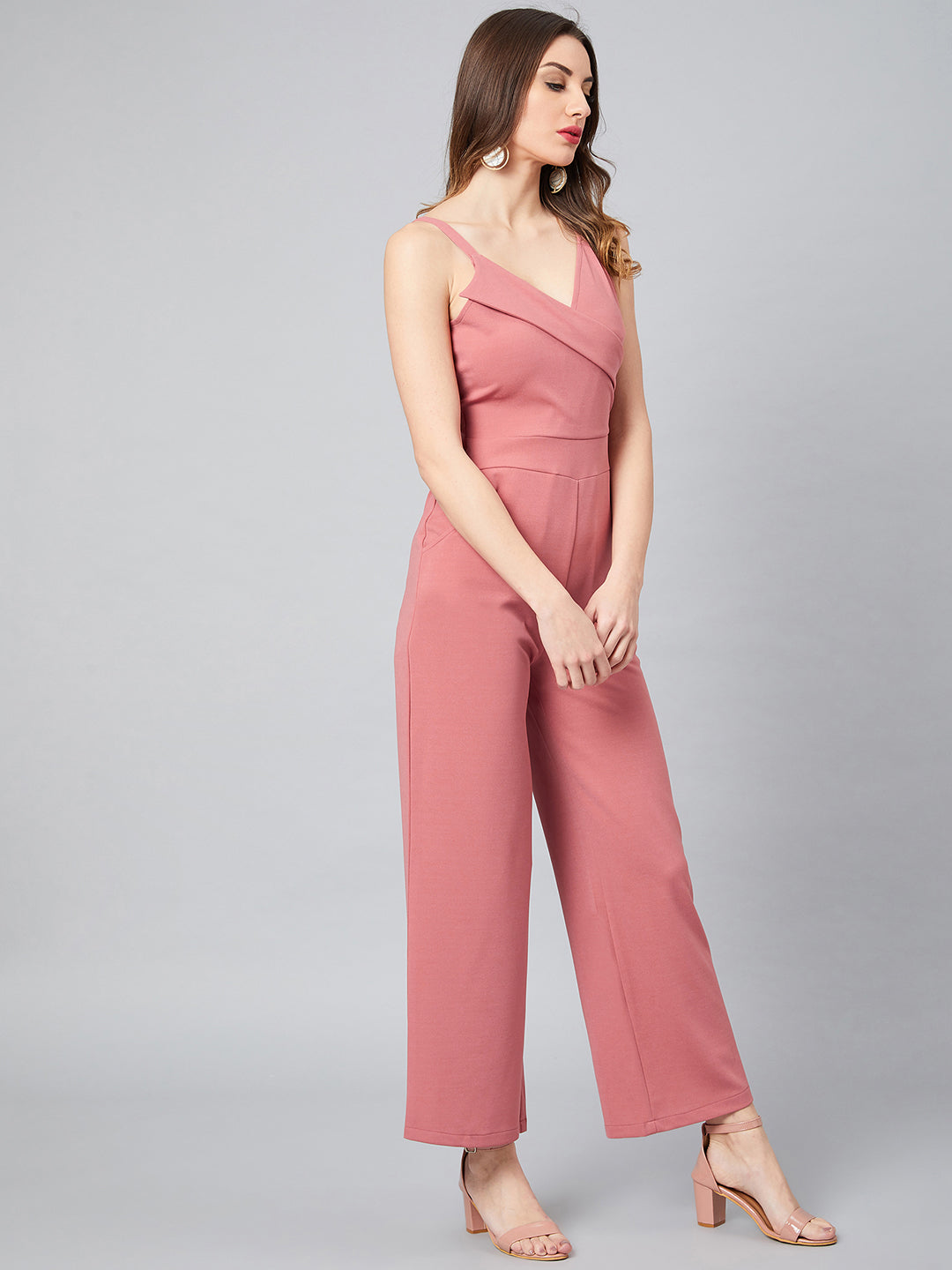 athena women rose solid basic jumpsuit 1