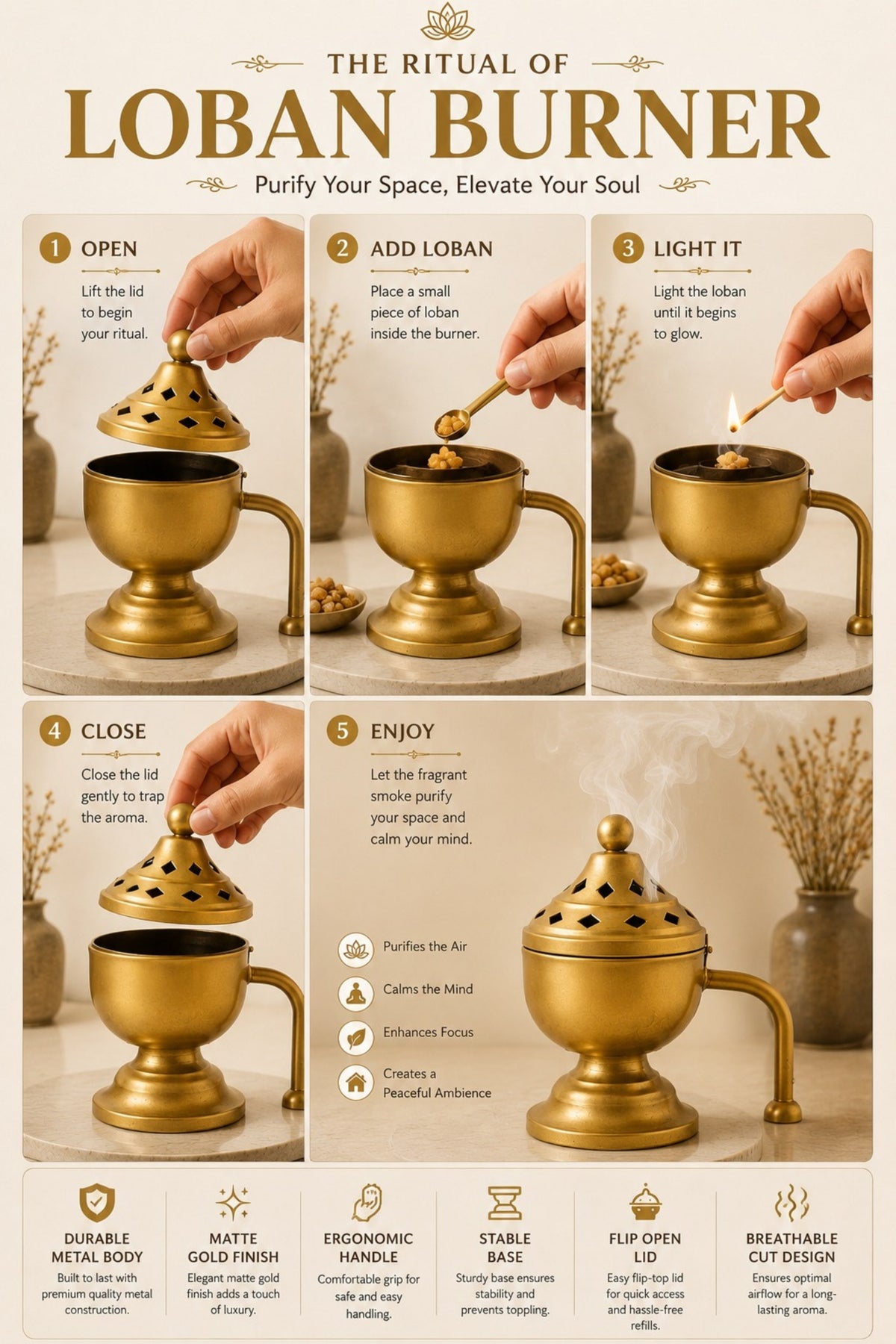 metal dhoop dani with lid for pooja loban sambrani burning covered incense burner for home temple havan meditation traditional vastu decor festive gift item copy