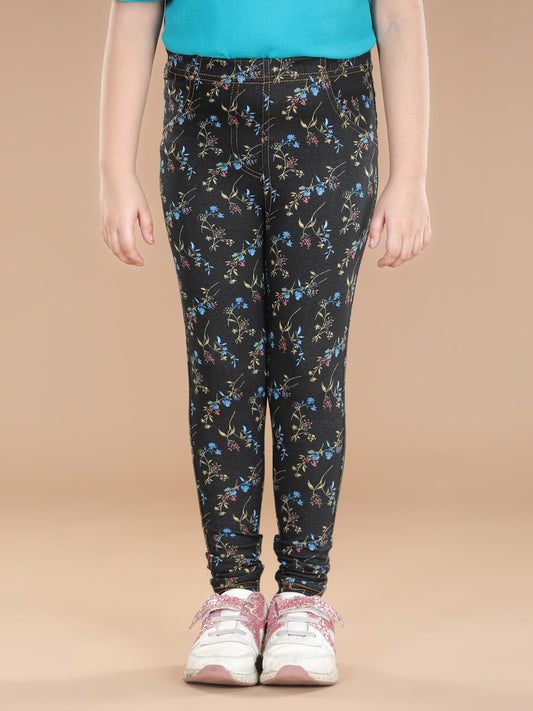 Girls Cotton Floral Printed Jegging