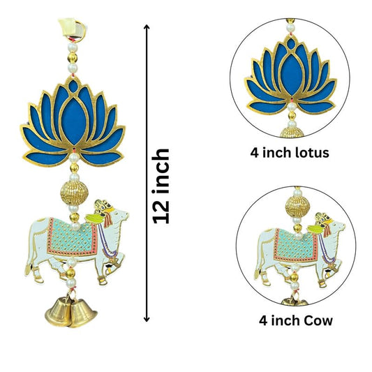 Blue Cow and Lotus Style Diwali Toran