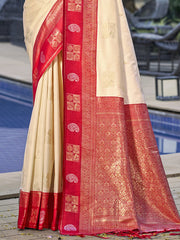 Silk Cream Vijaya Silk Saree