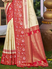 Silk Cream Pratima Silk Saree