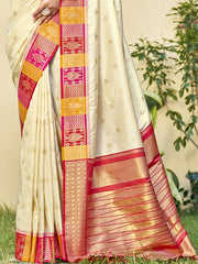 Silk Cream Imperial Silk Saree
