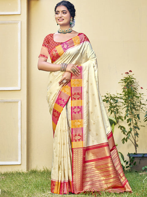Silk Cream Imperial Silk Saree