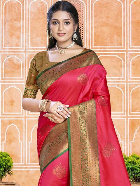 Silk Dark Pink Madhuram Silk Saree