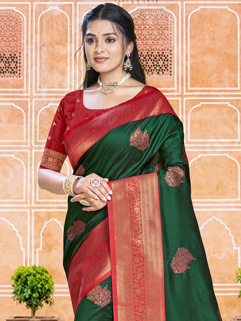 Silk Dark Green Madhuram Silk Saree