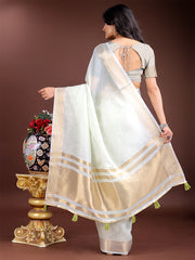 Orange Gold Cotton Ready-to-Wear Saree – Simplicity Meets Effortless Grace