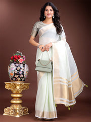 Orange Gold Cotton Ready-to-Wear Saree – Simplicity Meets Effortless Grace