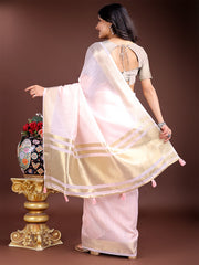 Orange Gold Cotton Ready-to-Wear Saree – Simplicity Meets Effortless Grace