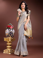 Orange Gold Cotton Ready-to-Wear Saree – Simplicity Meets Effortless Grace