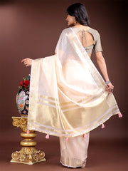 Orange Gold Cotton Ready-to-Wear Saree – Simplicity Meets Effortless Grace