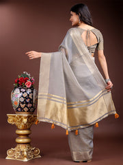 Orange Gold Cotton Ready-to-Wear Saree – Simplicity Meets Effortless Grace