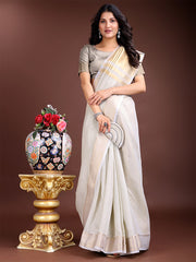 Orange Gold Cotton Ready-to-Wear Saree – Simplicity Meets Effortless Grace