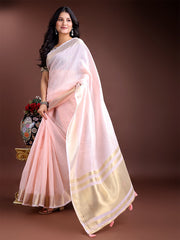 Orange Gold Cotton Ready-to-Wear Saree – Simplicity Meets Effortless Grace