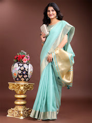 Orange Gold Cotton Ready-to-Wear Saree – Simplicity Meets Effortless Grace