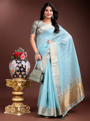 Orange Gold Cotton Ready-to-Wear Saree – Simplicity Meets Effortless Grace