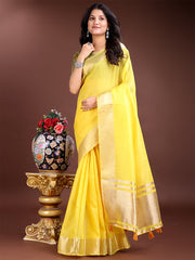 Orange Gold Cotton Ready-to-Wear Saree – Simplicity Meets Effortless Grace