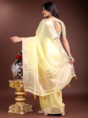 Orange Gold Cotton Ready-to-Wear Saree – Simplicity Meets Effortless Grace