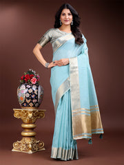 Orange Gold Cotton Ready-to-Wear Saree – Simplicity Meets Effortless Grace