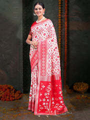 Elegant Linen Cotton Saree with Temple Motif Border & Rich Woven Pallu | Premium Finish & Festive Look | Lightweight Comfort | Designer Saree