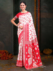 Elegant Linen Cotton Saree with Temple Motif Border & Rich Woven Pallu | Premium Finish & Festive Look | Lightweight Comfort | Designer Saree