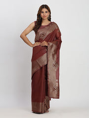 Premium Linen Cotton Saree with Rich Zari Motifs - Elegant Office & Festive Wear for Modern Women