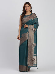 Premium Linen Cotton Saree with Rich Zari Motifs - Elegant Office & Festive Wear for Modern Women