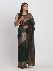 Premium Linen Cotton Saree with Rich Zari Motifs - Elegant Office & Festive Wear for Modern Women