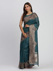 Premium Linen Cotton Saree with Rich Zari Motifs - Elegant Office & Festive Wear for Modern Women