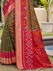 Orange POORVIKA  Pochampalli Silk Saree
