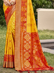 Orange POORVIKA  Pochampalli Silk Saree