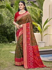 Orange POORVIKA  Pochampalli Silk Saree