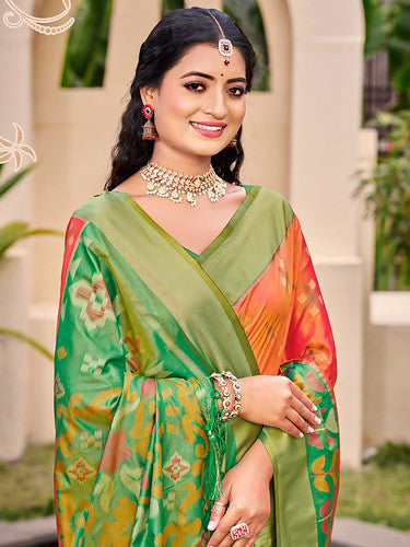 Orange POORVIKA  Pochampalli Silk Saree